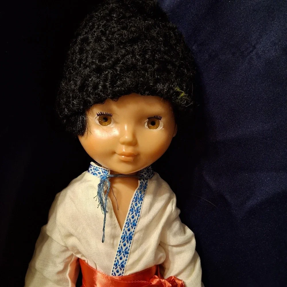 Rare HTF 70s USSR Vintage Soviet Russian Plastic Boy Doll 19 inch Native Costume